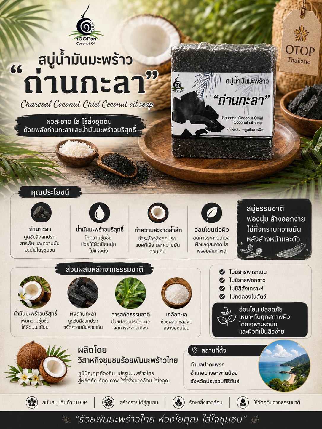 สบู่น้ำมันมะพร้าว สูตรถ่านกะลา - Image 3