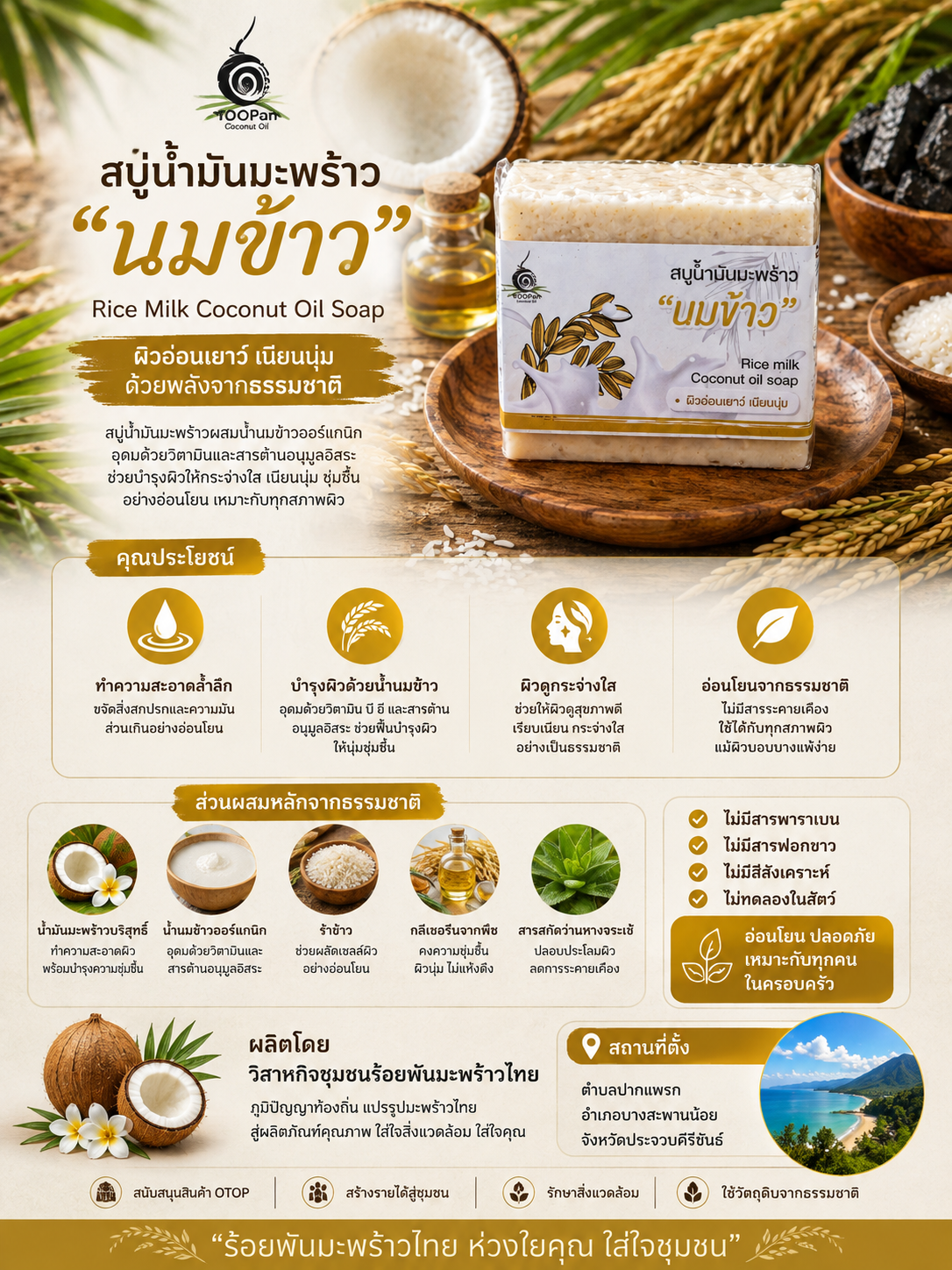 สบู่น้ำมันมะพร้าว สูตรนมข้าว - Image 2