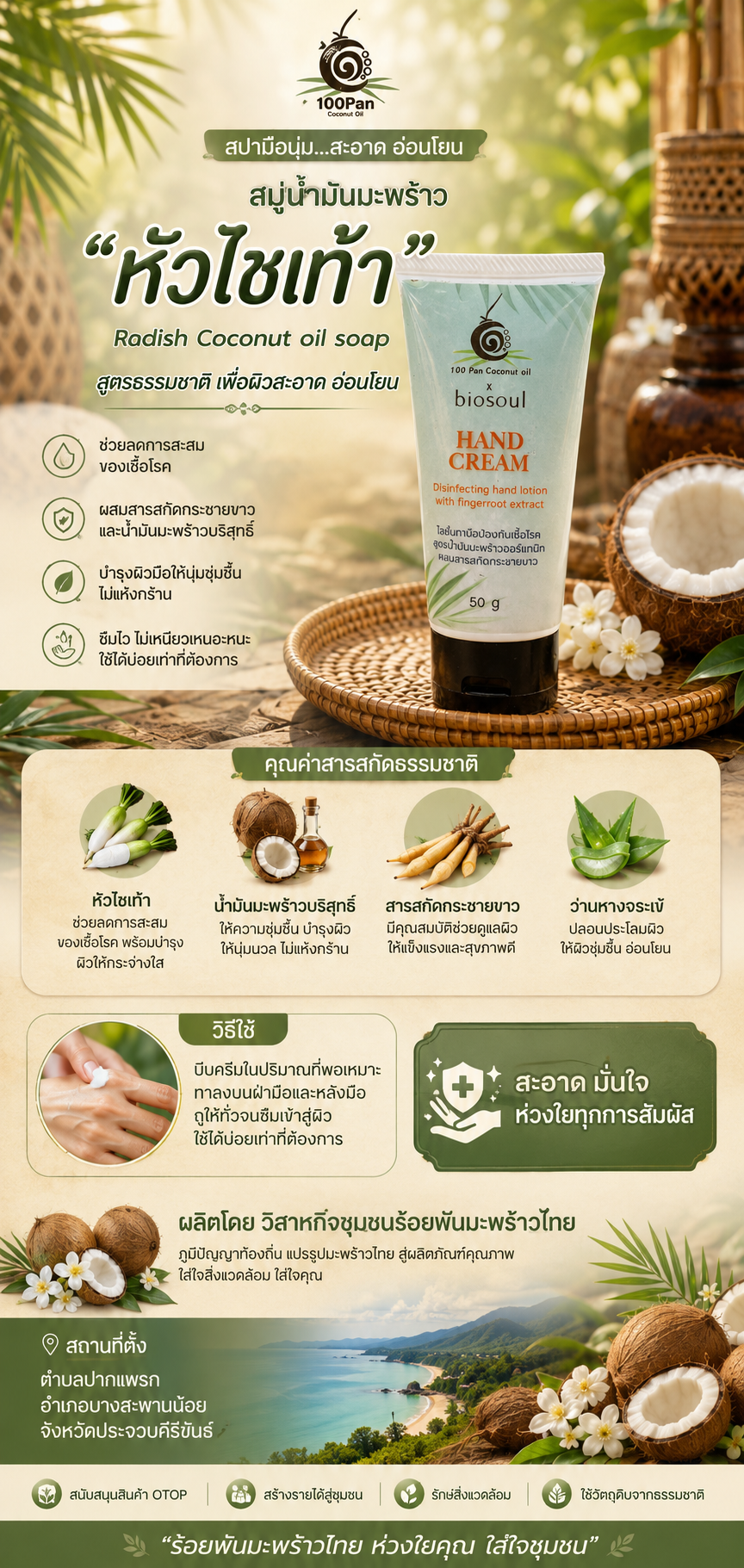 แฮนด์ครีมน้ำมันมะพร้าวและกระชายขาว - Image 2
