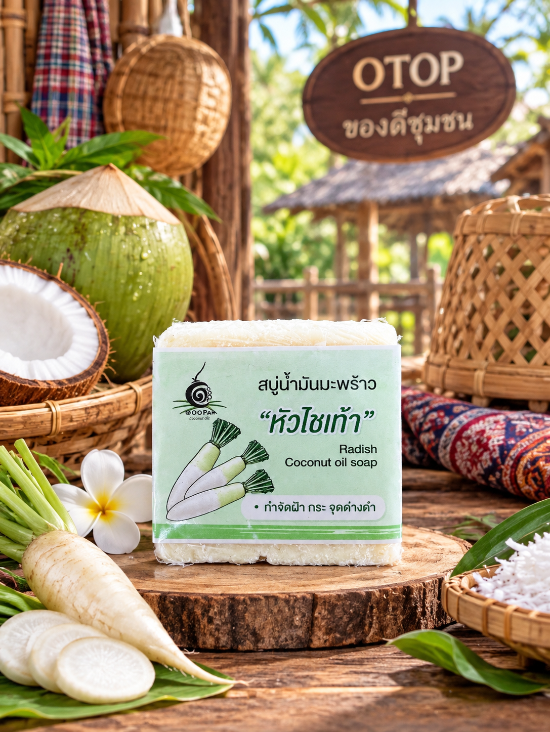 สบู่น้ำมันมะพร้าว หัวไชเท้า