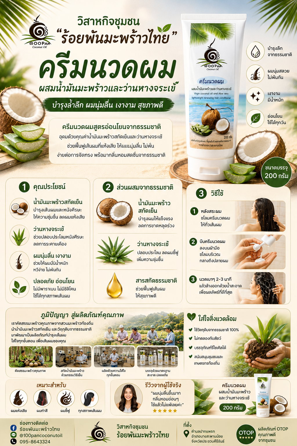 ครีมนวดผมผสมน้ำมันมะพร้าวและว่านหางจระเข้ - Image 2